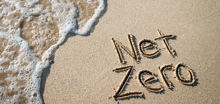 Net zero carved into a sandy beach. Sustainable investing. Impact. ESG.